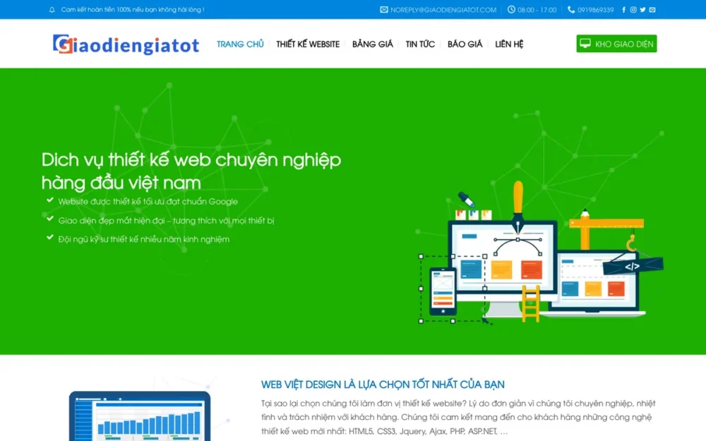 Mẫu Website Thiết Kế Web Kèm Hosting, Quảng Cáo, SEO – THIETKEW01