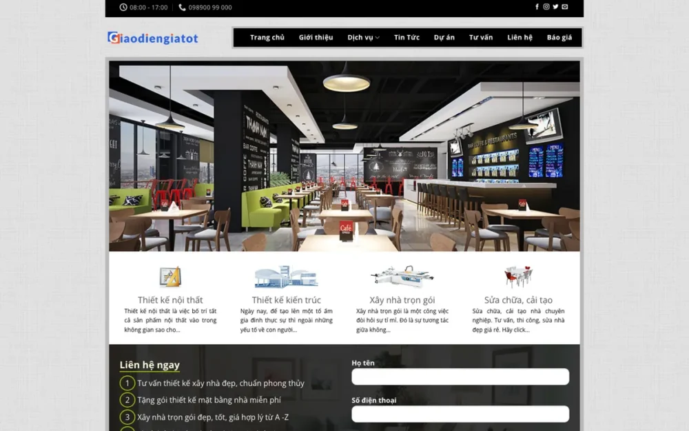 Mẫu Website Thiết Kế Xây Nhà Trọn Gói & Nội Thất – XAYDUNG