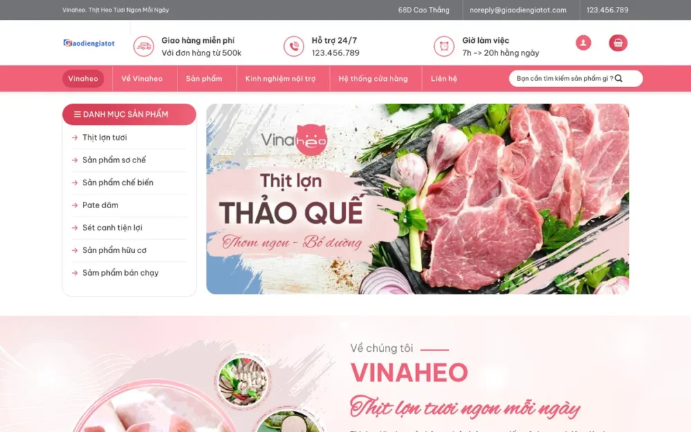 Mẫu Website Thịt Heo Sạch, Chuỗi Phân Phối – HEOVINA