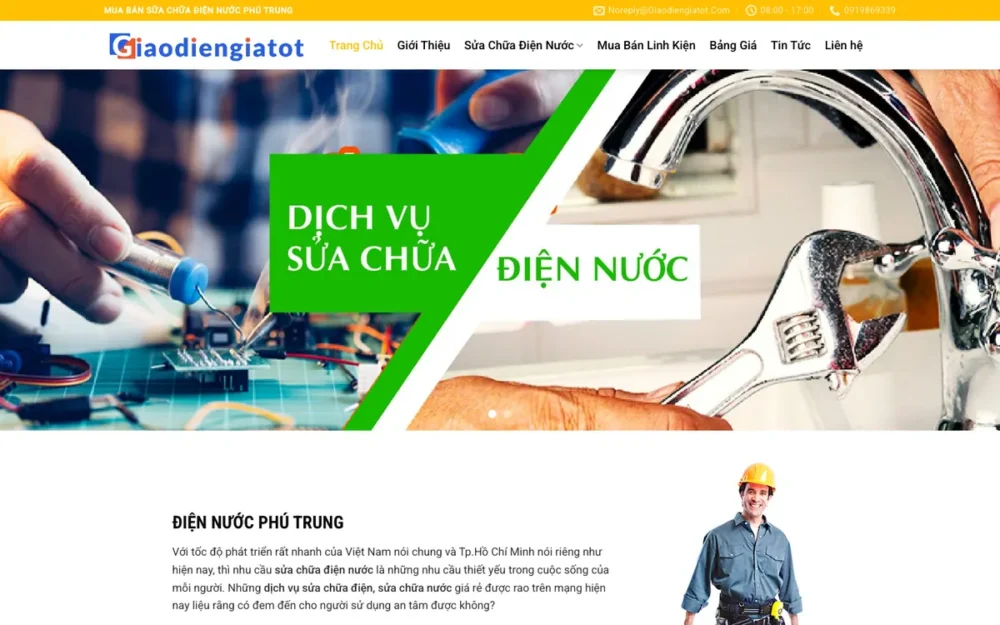Mẫu Website Thợ Điện Nước Kèm Bán Linh Kiện – DIENNUOC