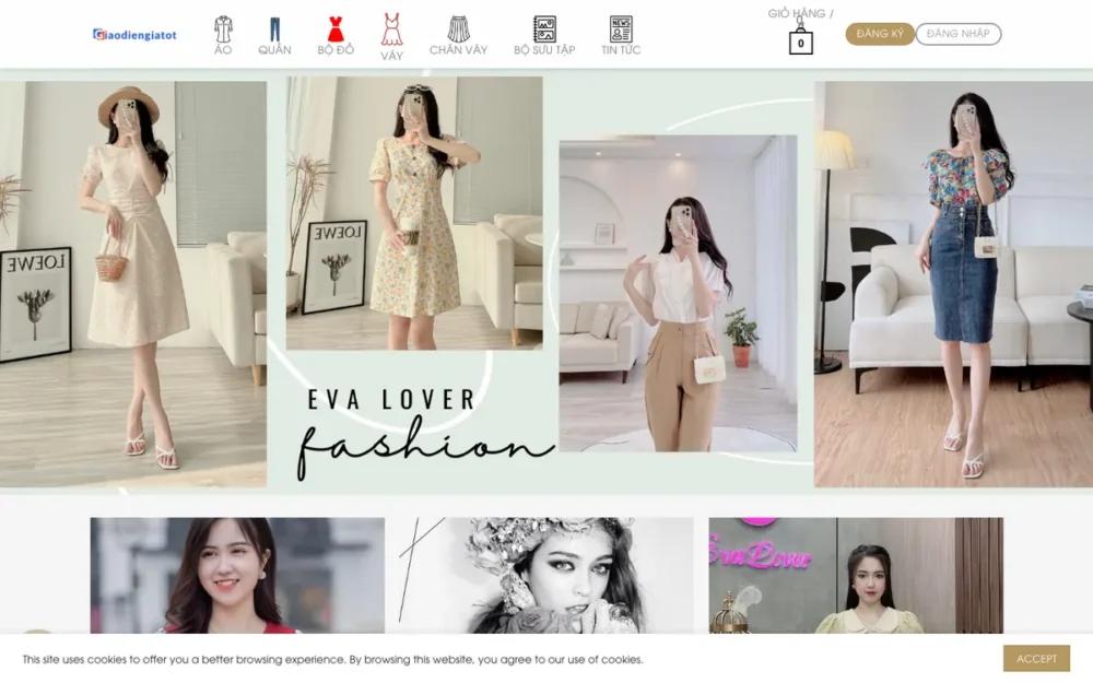 Mẫu Website Thời Trang Nữ Công Sở, Váy Đầm – SHOPEVA