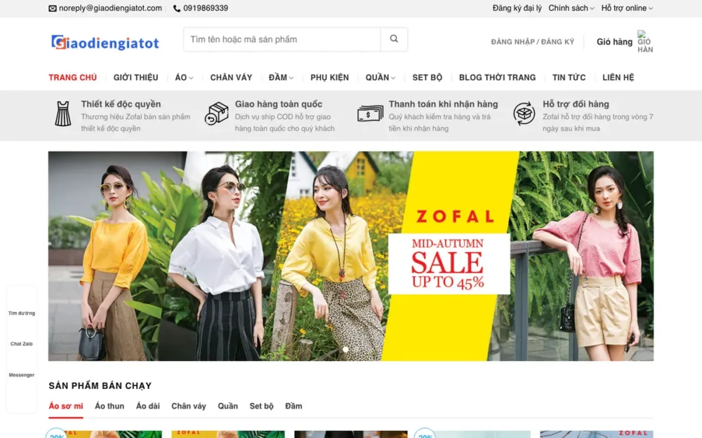 Mẫu Website Thời Trang Nữ Thiết Kế, Tuyển Đại Lý – THOITRANG7
