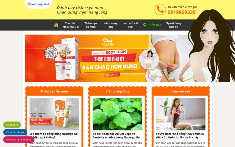Mẫu Website Thông Tin Sản Phẩm Chăm Sóc Da Sẹo – THUCPHAM20