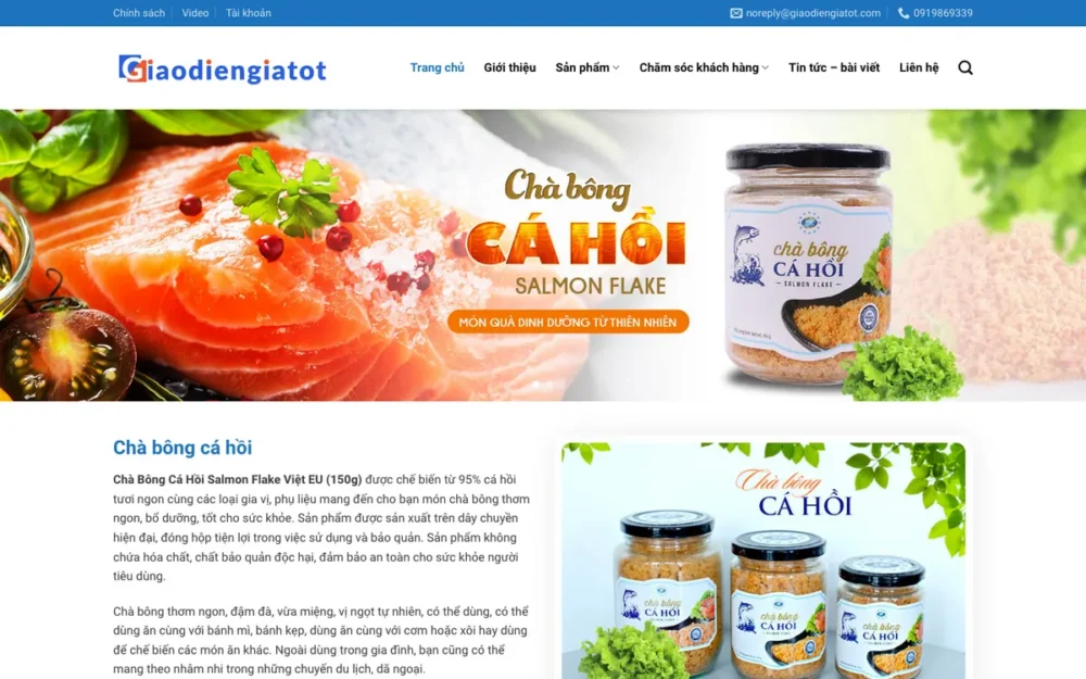 Mẫu Website Thực Phẩm Đóng Hũ: Chà Bông, Sâm Mật Ong – THUCPHAM19