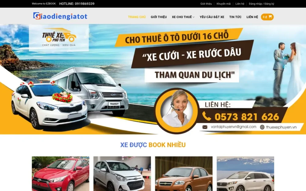 Mẫu Website Thuê Xe Ô Tô Theo Ngày, Nút Book Ngay – THUEXE