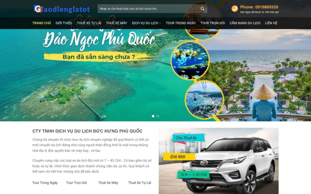 Mẫu Website Thuê Xe & Tour Trong Ngày Phú Quốc – DULICH6BT