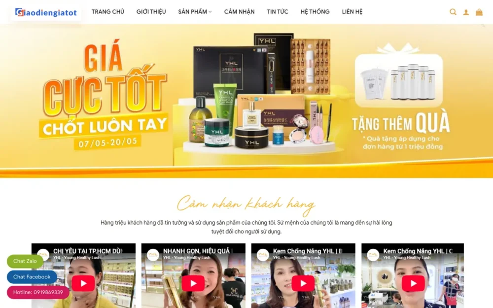 Mẫu Website Thương Hiệu Mỹ Phẩm Có Video Cảm Nhận – MYPHAM05