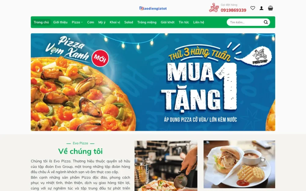 Mẫu Website Tiệm Pizza Đặt Món Giao Tận Nơi – NHAHANG02