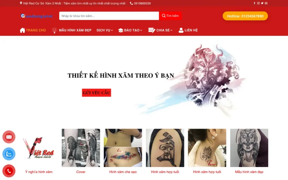 Mẫu Website Tiệm Xăm Hình Nghệ Thuật, Xỏ Khuyên – XAMHINH