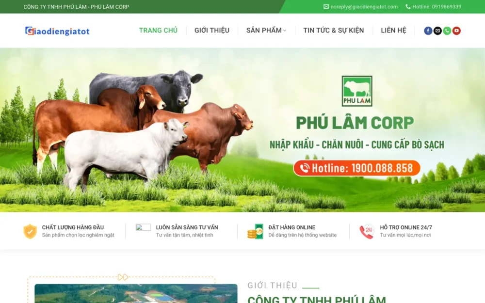 Mẫu Website Trang Trại Chăn Nuôi & Cung Cấp Bò – PHULAMCORP