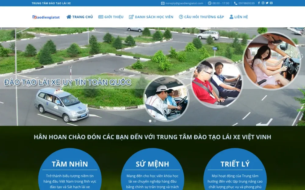 Mẫu Website Trung Tâm Đào Tạo Sát Hạch Lái Xe – DAYLAIXE