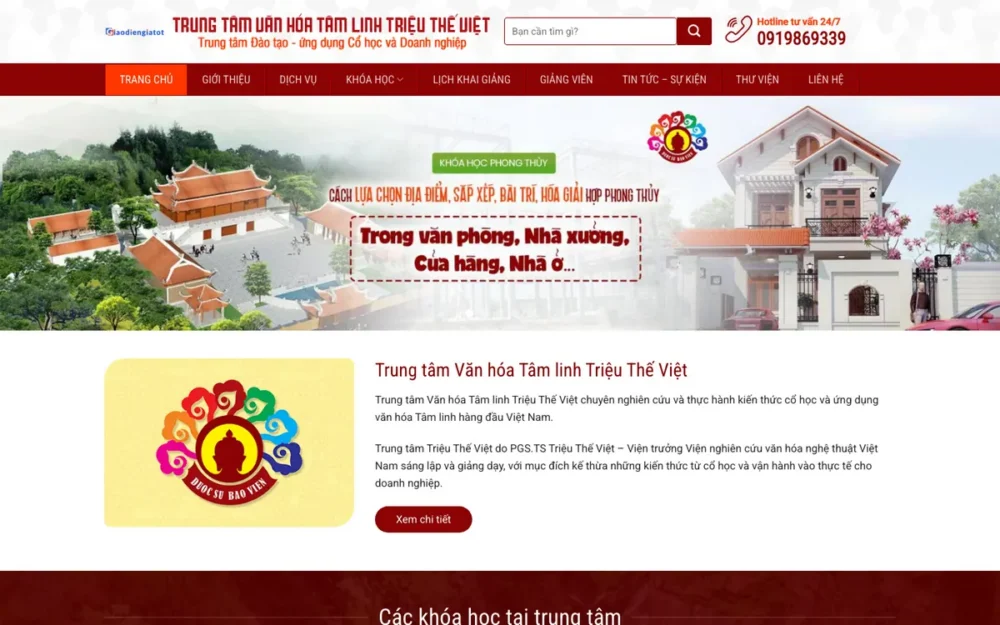 Mẫu Website Trung Tâm Dạy Phong Thủy, Tử Vi – HOCPHONGTHUY