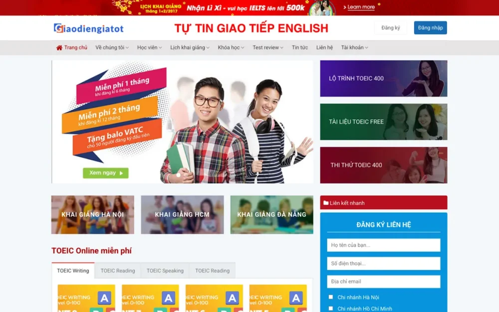 Mẫu Website Trung Tâm Luyện Thi TOEIC Nhiều Chi Nhánh – EDU4