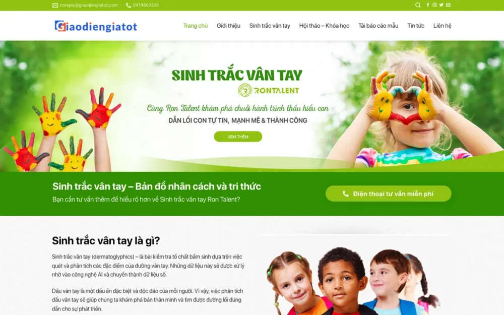 Mẫu Website Trung Tâm Sinh Trắc Vân Tay – SINHTRACVANTAY