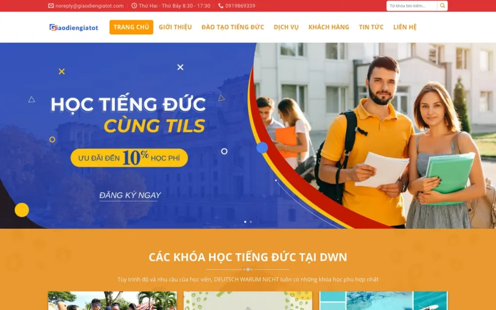 Mẫu Website Trung Tâm Tiếng Đức & Du Học Đức – HOCTIENGDUC