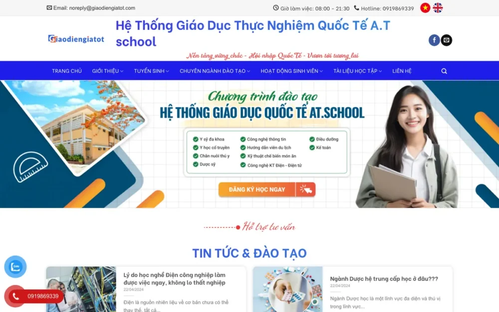 Mẫu Website Trường Cao Đẳng Nghề Tuyển Sinh – ATSCHOOL