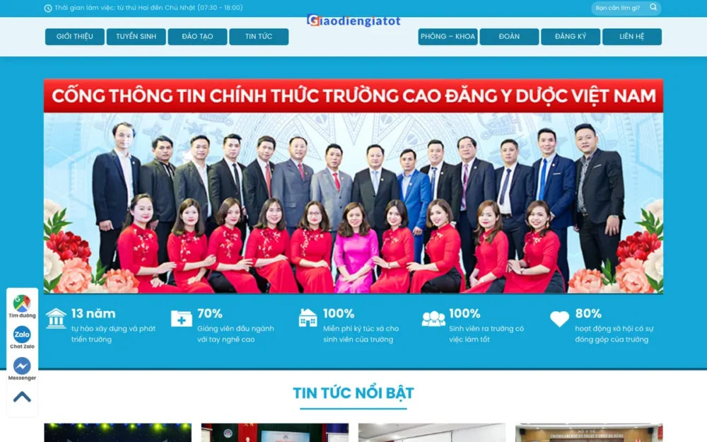 Mẫu Website Trường Cao Đẳng Y Dược Có Xét Tuyển Online – TRUONGHOC
