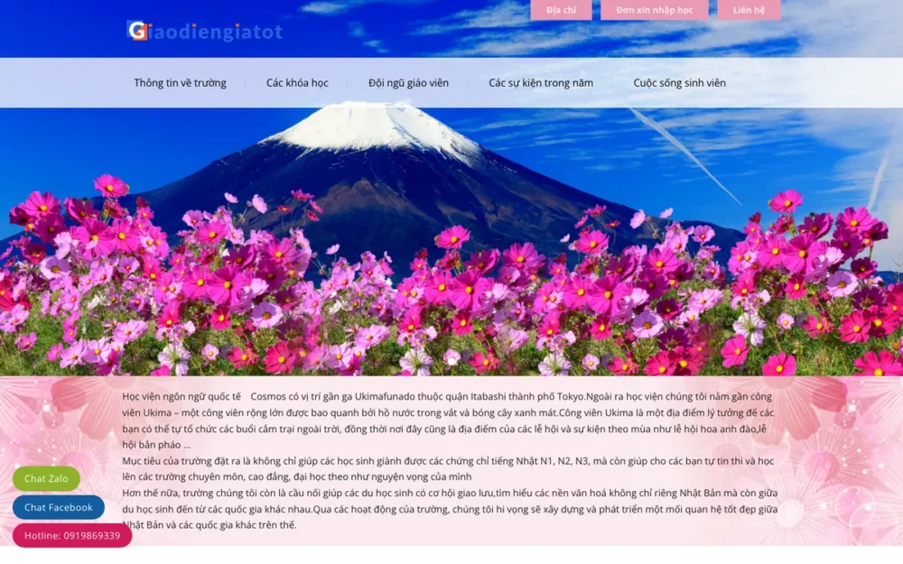 Mẫu Website Trường Nhật Ngữ Tuyển Du Học Sinh – XKLD6