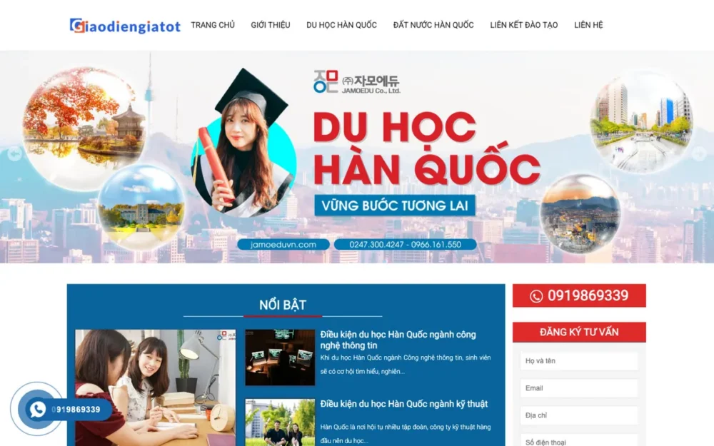 Mẫu Website Tư Vấn Du Học Hàn Quốc Gọn Nhẹ – DUHOC