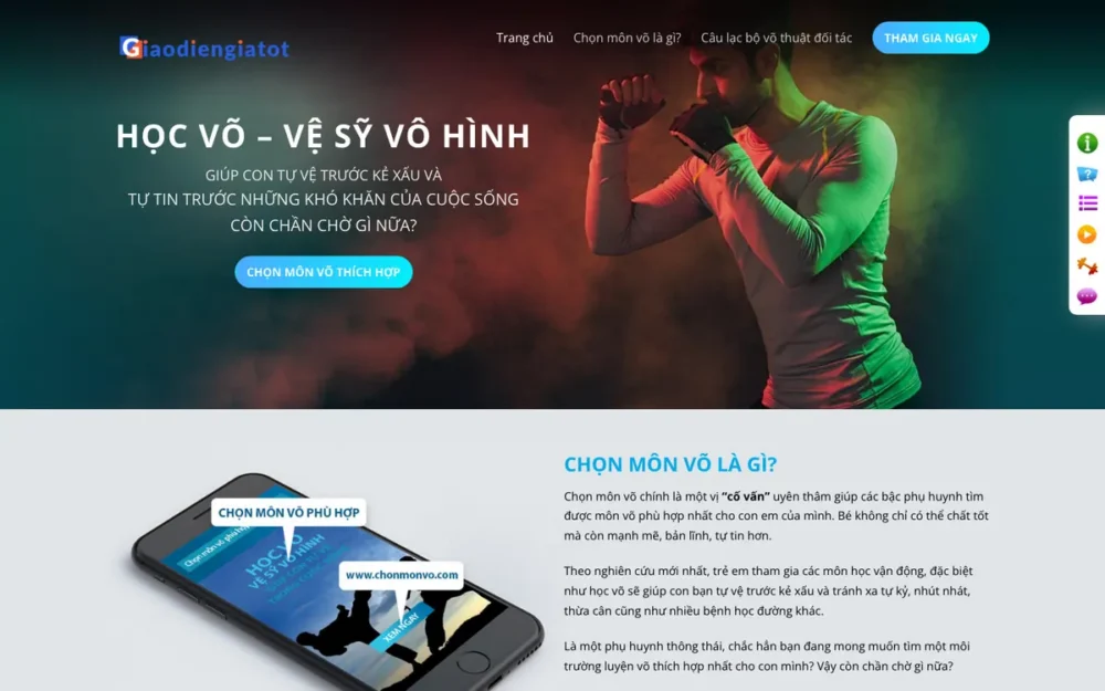 Mẫu Website Tư Vấn Học Võ Cho Trẻ, Landing Page – HOCVOTHUAT