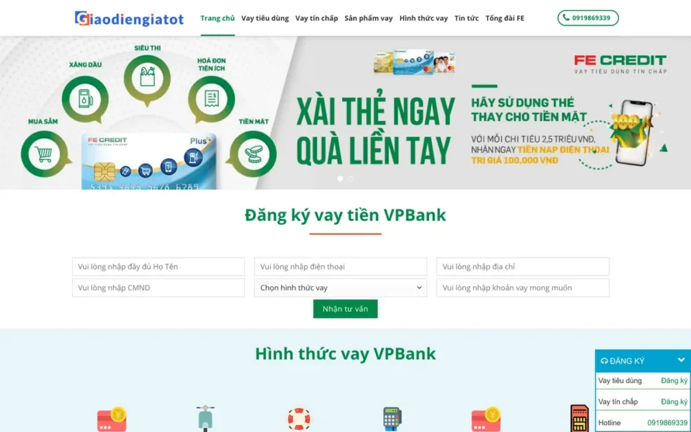 Mẫu Website Tư Vấn Vay Tiêu Dùng, Vay Tín Chấp – VPBANK