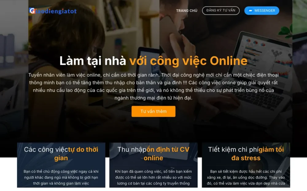 Mẫu Website Tuyển Cộng Tác Viên Làm Việc Online – TOPVIEC