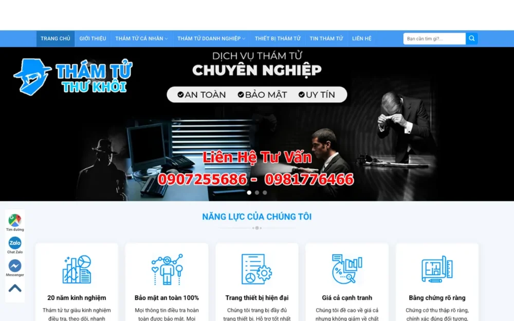 Mẫu Website Văn Phòng Dịch Vụ Thám Tử Tư – THAMTU