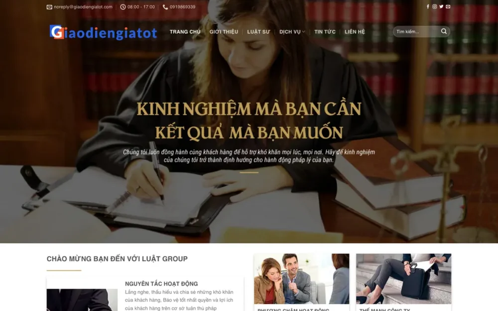 Mẫu Website Văn Phòng Luật Sư Gọn Nhẹ, Ảnh Toàn Màn Hình – LUATSU2