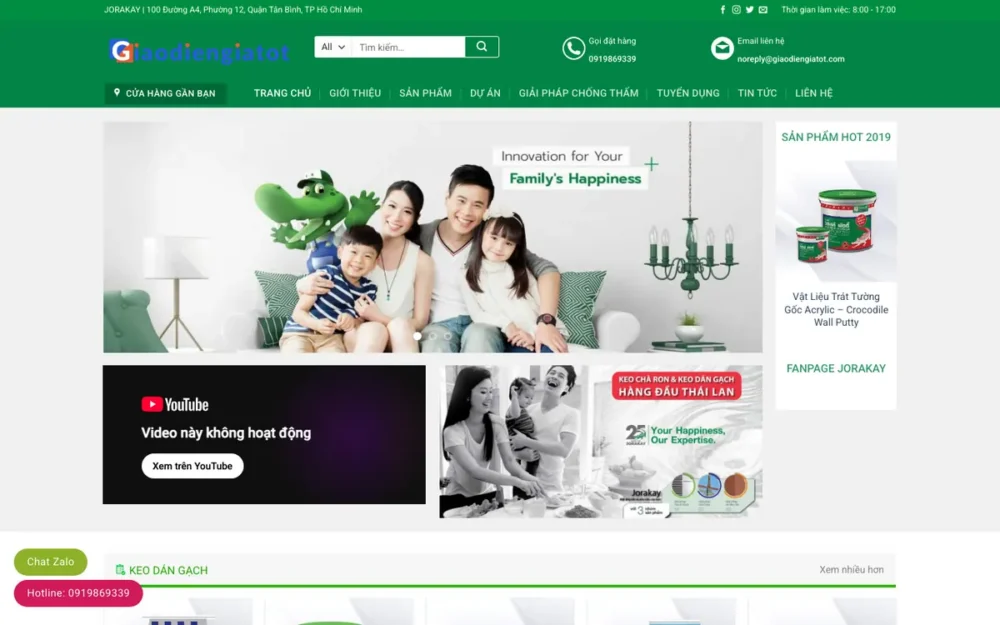 Mẫu Website Vật Liệu Chống Thấm, Keo Dán Gạch – BOTSON