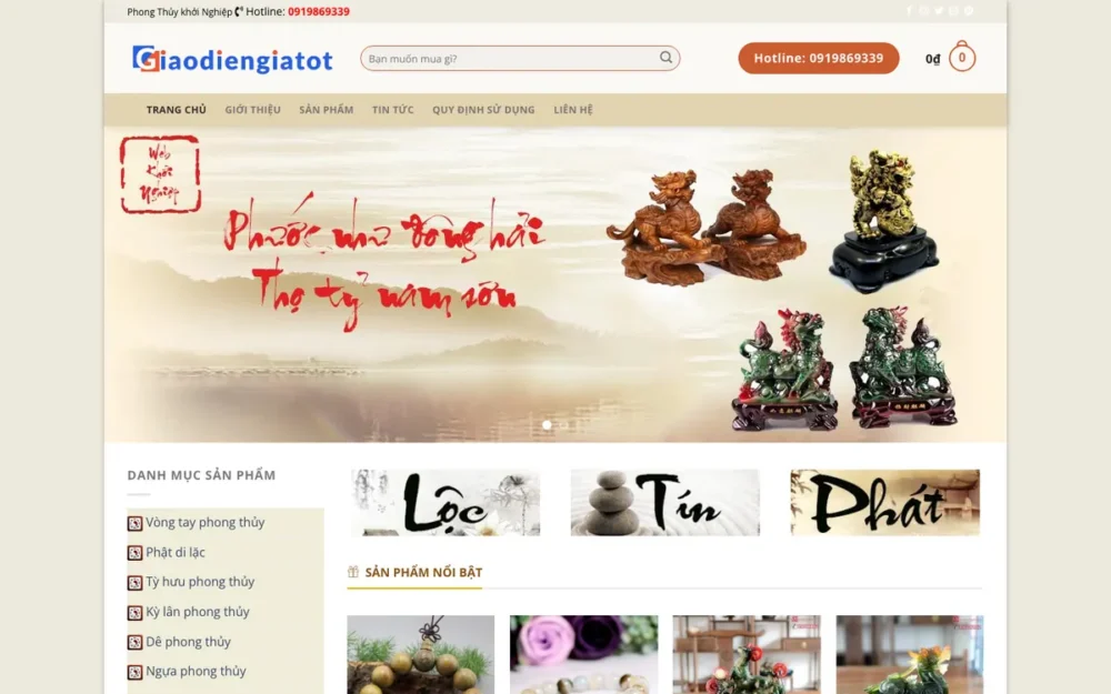 Mẫu Website Vật Phẩm Phong Thủy Gọn Nhẹ – DAQUY