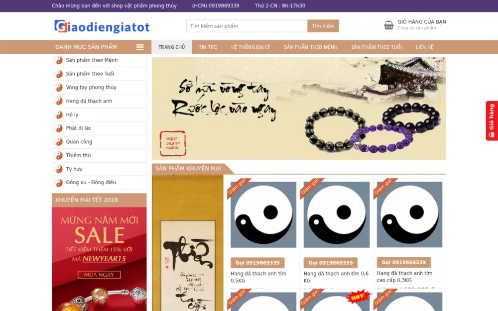 Mẫu Website Vật Phẩm Phong Thủy Theo Mệnh, Tuổi – SHOPPHONGTHUY2