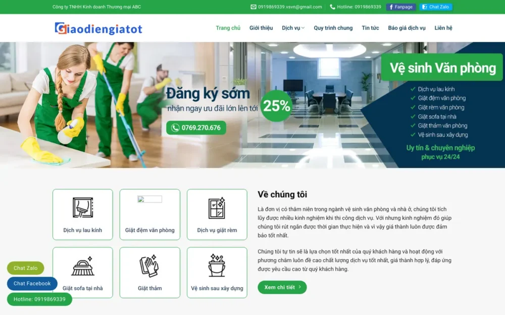 Mẫu Website Vệ Sinh Văn Phòng & Giặt Thảm – GIATTHAMVANPHONG