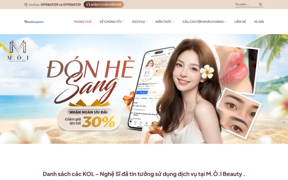 Mẫu Website Viện Phun Xăm Thẩm Mỹ Tự Nhiên – MOIBEAUTY