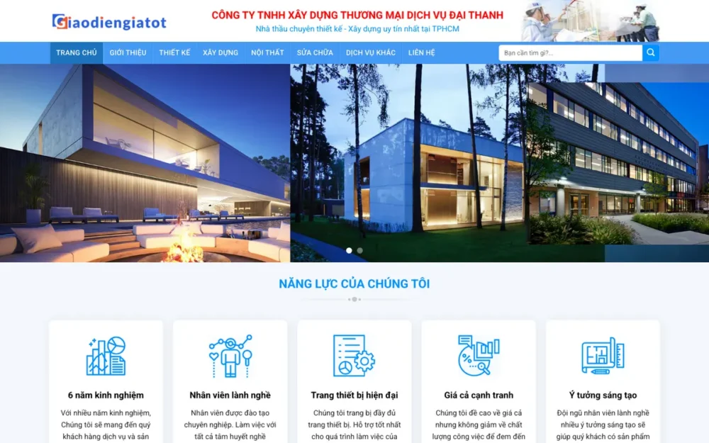 Mẫu Website Xây Dựng, Sửa Chữa Nhà Xưởng, Quán Xá – XAYDUNG2