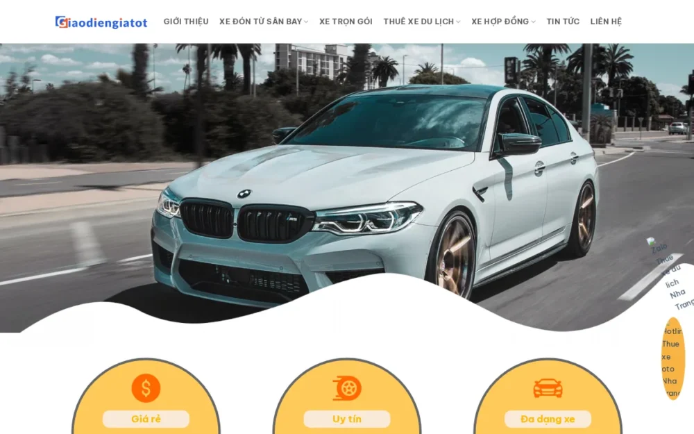 Mẫu Website Xe Hợp Đồng Trọn Gói, Đón Sân Bay – THUEXE6