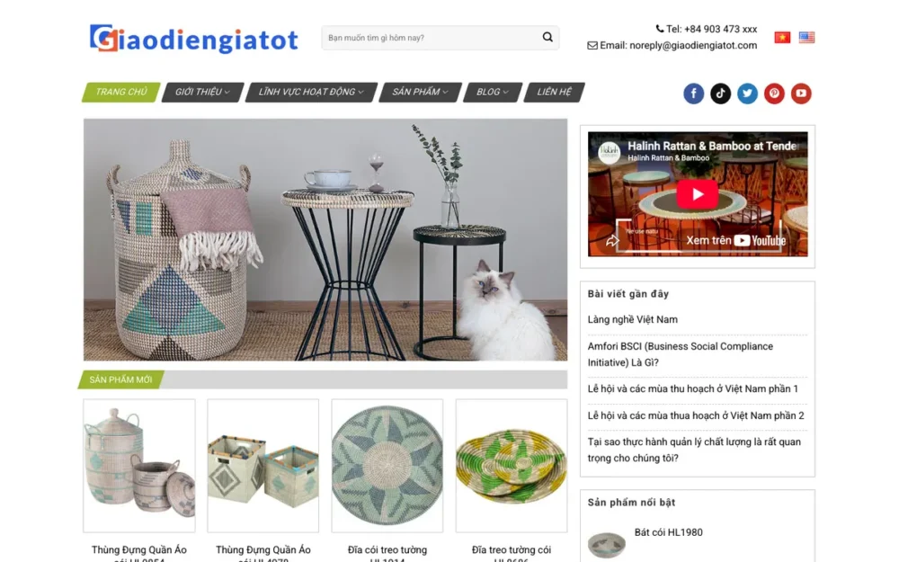 Mẫu Website Xuất Khẩu Đồ Mỹ Nghệ Cói, Song Ngữ – DOMYNGHE