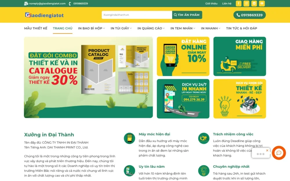 Mẫu Website Xưởng In Hộp Giấy, Túi Giấy – INDAI