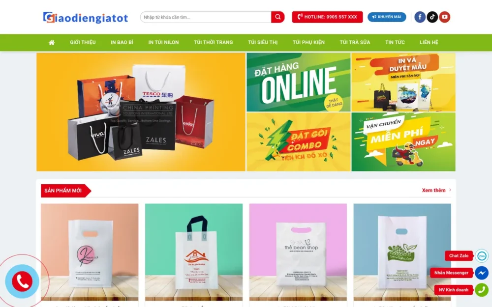 Mẫu Website Xưởng In Túi Nilon, Bao Bì Nhựa – INAN5