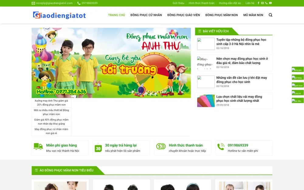 Mẫu Website Xưởng May Đồng Phục Mầm Non – DONGPHUC