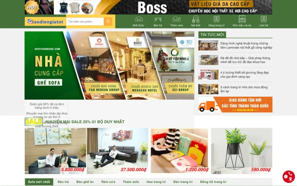 Mẫu Website Xưởng Sofa & Đồ Trang Trí Nội Thất – SOFA