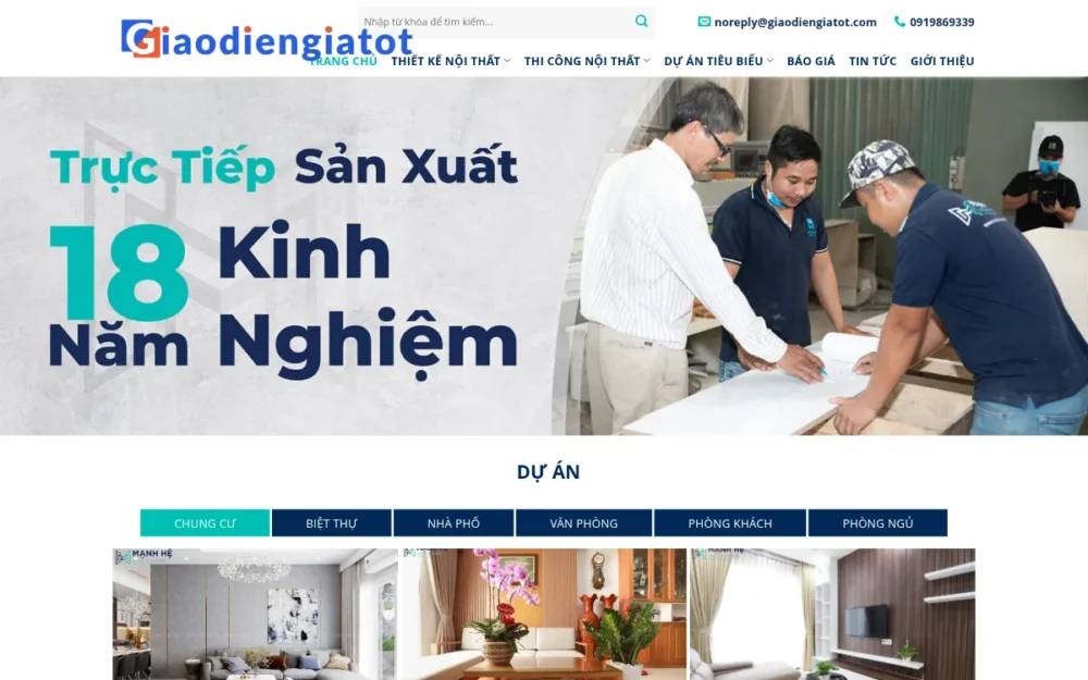 Mẫu Website Xưởng Thi Công Nội Thất Trọn Gói – NOITHAT14