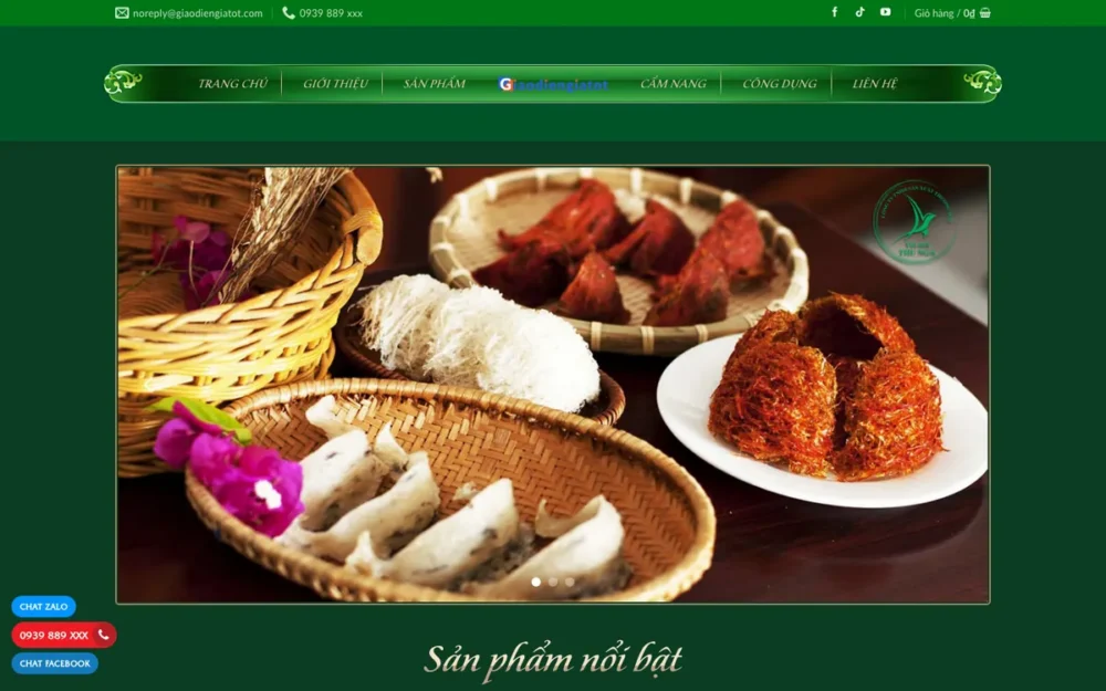 Mẫu Website Yến Sào Tông Xanh Cổ Điển – YENSAO2