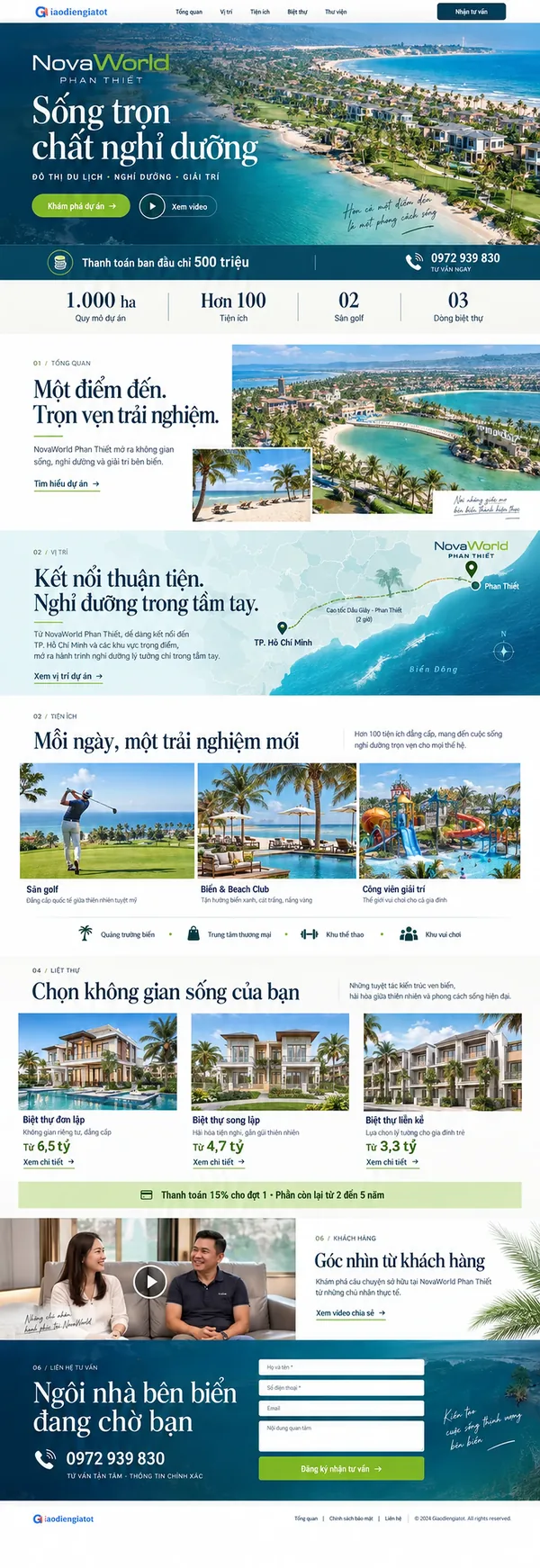 Giao Diện Độc Bản Website Đô thị nghỉ dưỡng ven biển – AI-BDS07