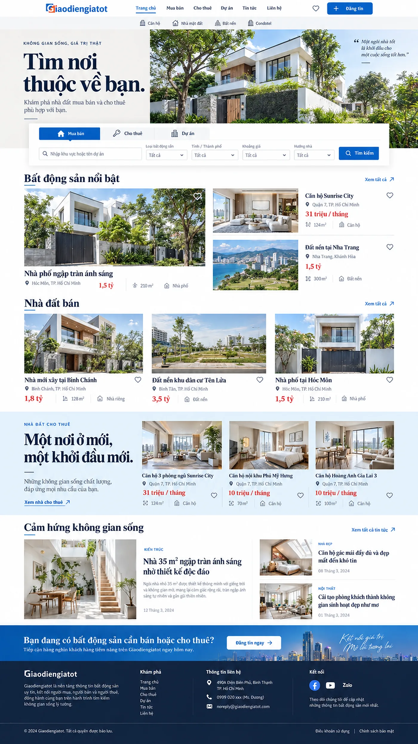 Giao Diện Độc Bản Website Cổng đăng tin nhà đất, cho thuê – AI-BDS10