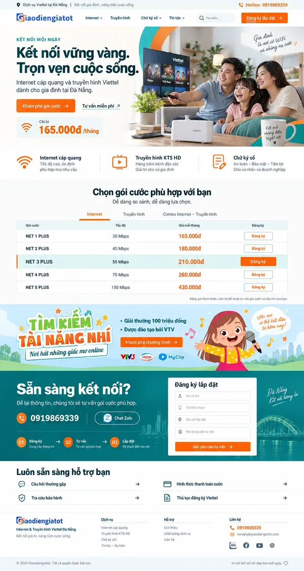 Giao Diện Độc Bản Website Internet, truyền hình và gói cước – AI-CN01
