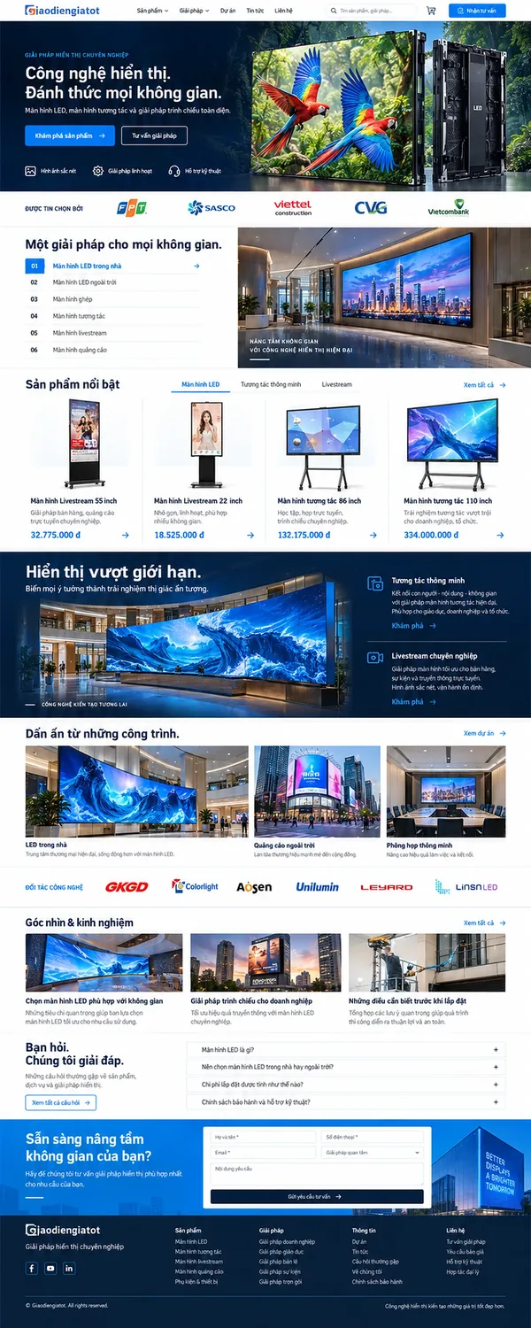Giao Diện Độc Bản Website Màn hình LED, giải pháp hiển thị – AI-CN02