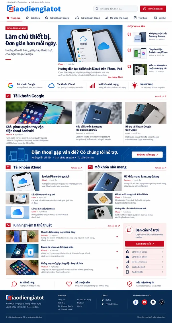 Giao Diện Độc Bản Website Blog thủ thuật điện thoại – AI-CN05
