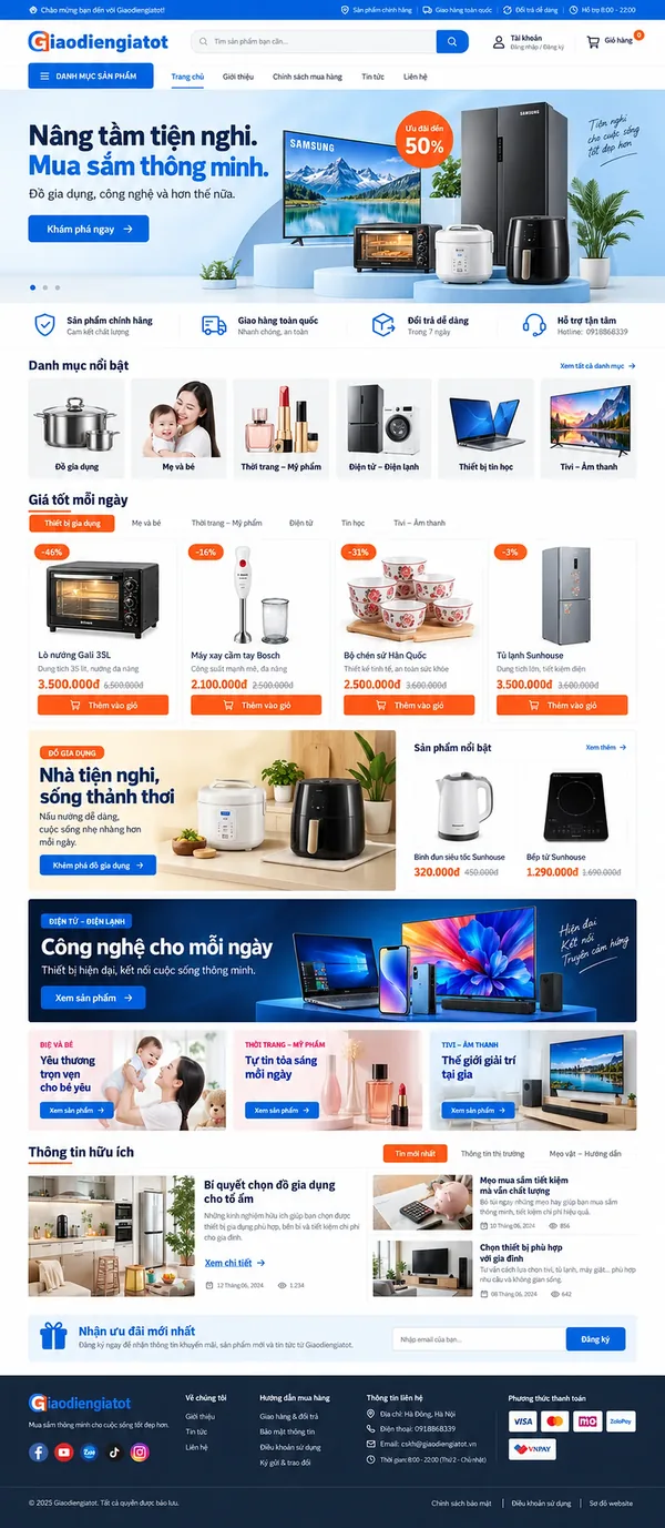 Giao Diện Độc Bản Website Gia dụng và điện tử tổng hợp – AI-CN14