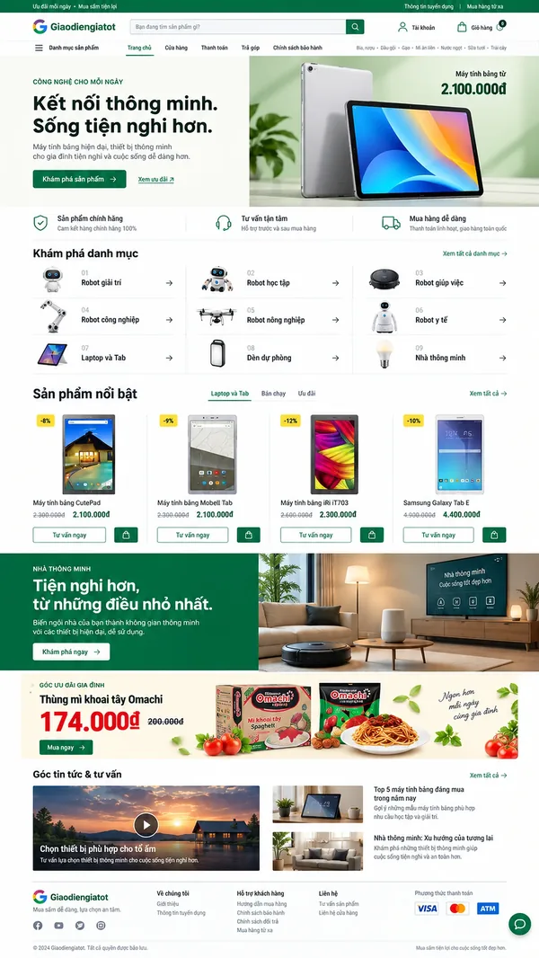 Giao Diện Độc Bản Website Robot, máy tính bảng và nhà thông minh – AI-CN15