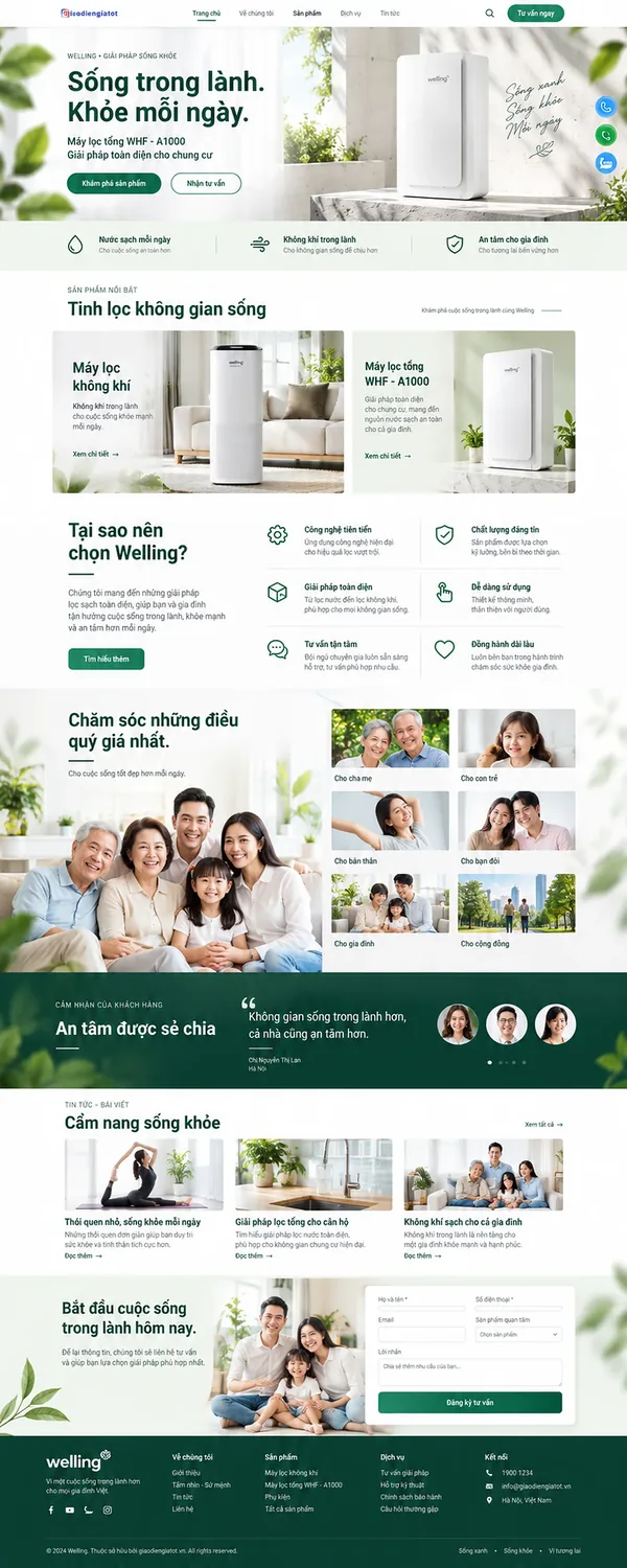 Giao Diện Độc Bản Website Máy lọc không khí, lọc nước tổng – AI-CN16